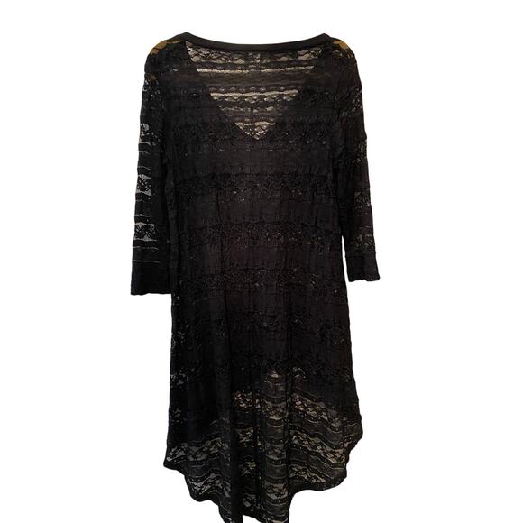 Torrid 3/4 Sleeve Black Extreme Hi Lo Lace Top Plus Size XL - Picture 4 of 8